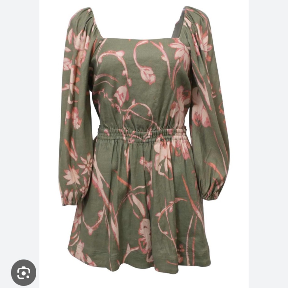 Tanya Taylor Stevie Green Tie Back tropical romper